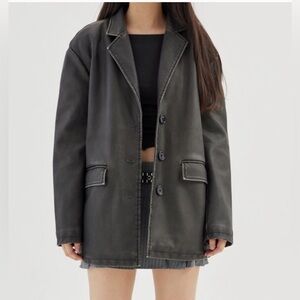 Urban Outfitters vegan leather overcoat w quilted lining. Excellent condition.